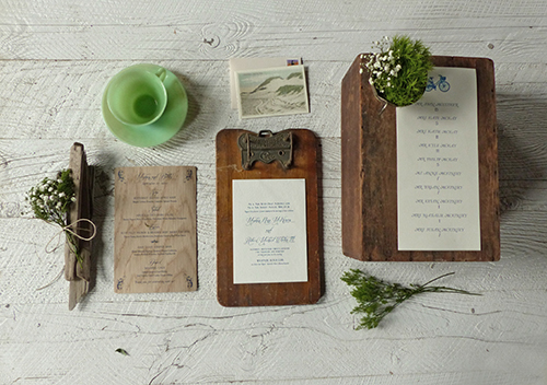 Preppy-rustic Cape Cod wedding invitation and day of wedding items by Shindig Bespoke
