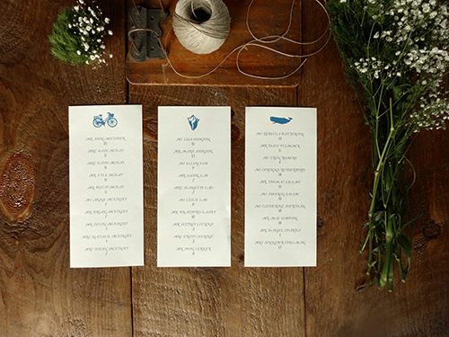 Table signs with beach themed icons for a preppy-rustic Cape Cod wedding by Shindig Bespoke