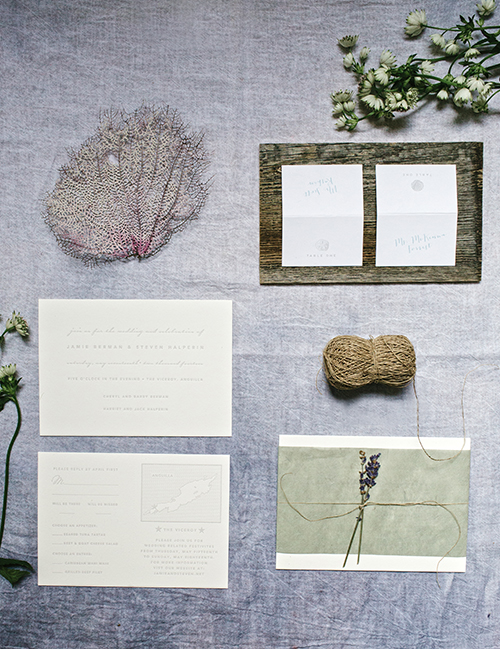 Letterpress invitation for Viceroy Anguilla wedding by Shindig Bespoke