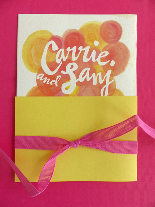 Bright and boisterous watercolor invitation for a Hindu/Catholic wedding in Omaha by Shindig Bespoke
