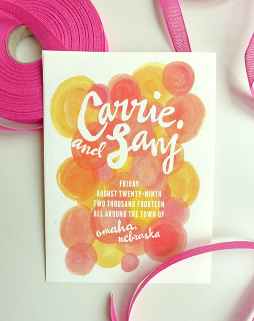 Bright and boisterous watercolor invitation for a Hindu/Catholic wedding in Omaha by Shindig Bespoke