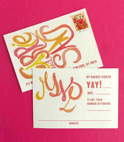 Bright and boisterous watercolor invitation for a Hindu/Catholic wedding in Omaha by Shindig Bespoke
