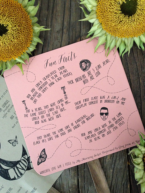 Program fans with fun facts by Shindig Bespoke