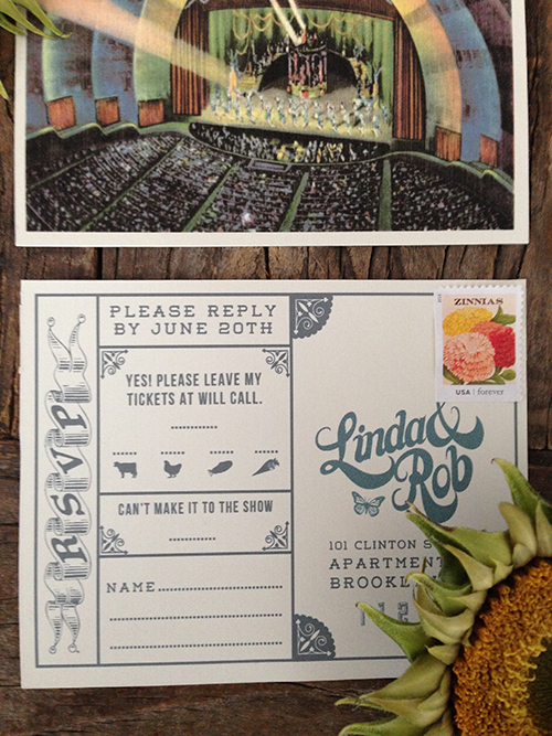 Concert themed reply card by Shindig Bespoke