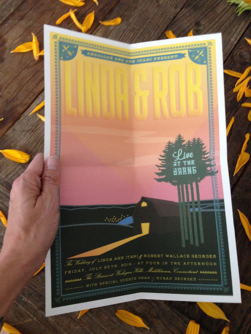 Folded concert poster wedding invitation by Shindig Bespoke