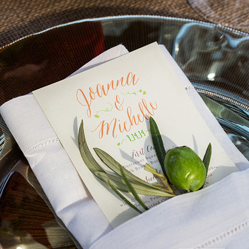 Menu for a vineyard wedding in the Hamptons by Shindig Bespoke. Photo by Christian Oth Studios
