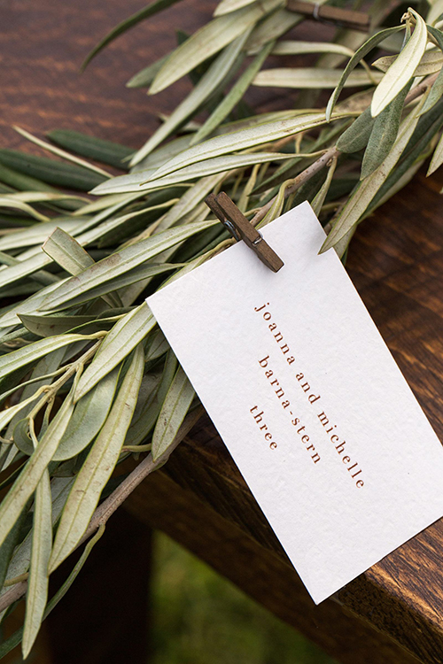 Escort card for a vineyard wedding in the Hamptons by Shindig Bespoke. Photo by Christian Oth Studios