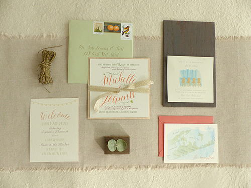 Invitation for a Hamptons wedding by Shindig Bespoke. 