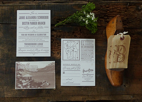 Lake Tahoe Letterpress Wedding Invitation by Shindig Bespoke