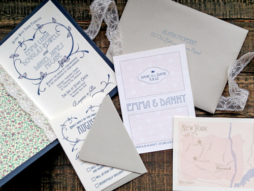 Romantic literary inspired wedding invitation by Shindig Bespoke