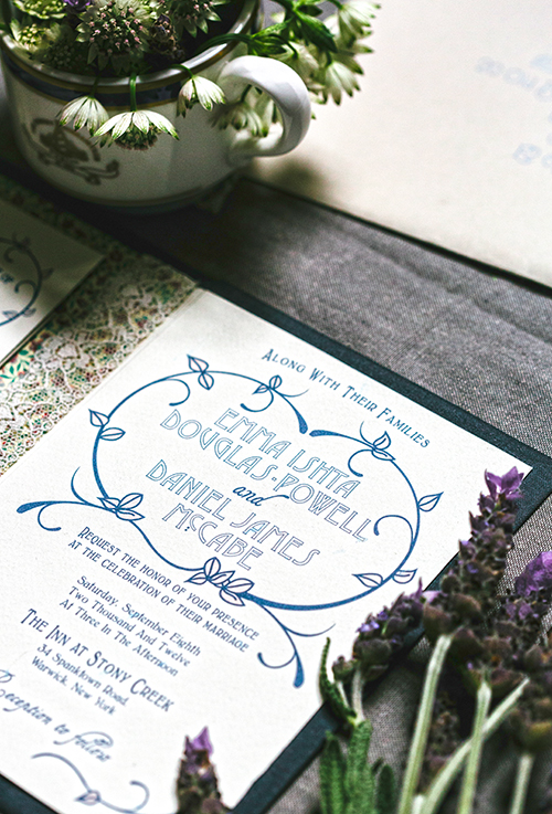 Romantic literary inspired wedding invitation by Shindig Bespoke
