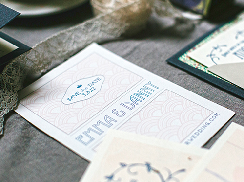 Romantic literary inspired wedding save the date by Shindig Bespoke