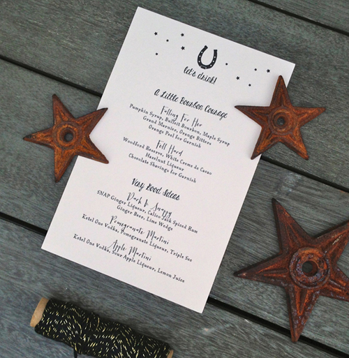 Blush and Stars Wedding Drink Menu